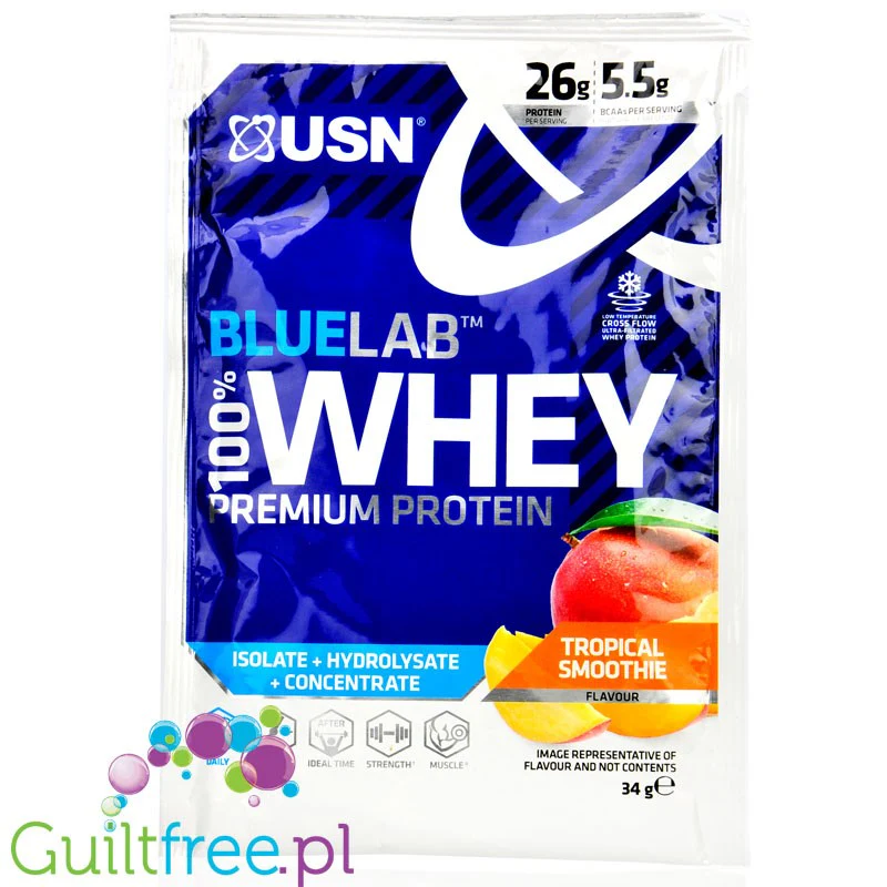 USN Blue Lab Whey Tropical Smoothie  - odzywka białkowa WPI, WPC, WPH z Tolerase  L