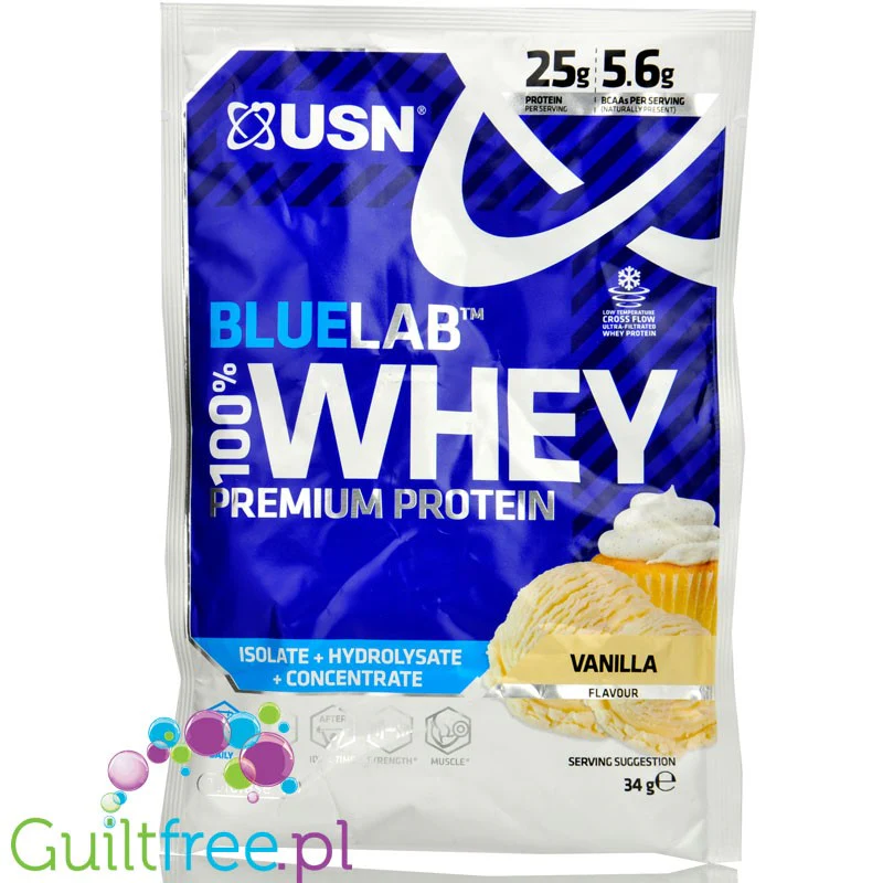 USN Blue Lab Whey Vanilla  - odżywka białkowa WPI, WPC, WPH z Tolerase  L