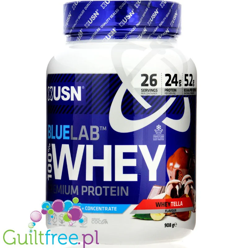 USN Blue Lab Whey Wheytella 0,9kg - odżywka białkowa WPI, WPC, WPH z Tolerase L