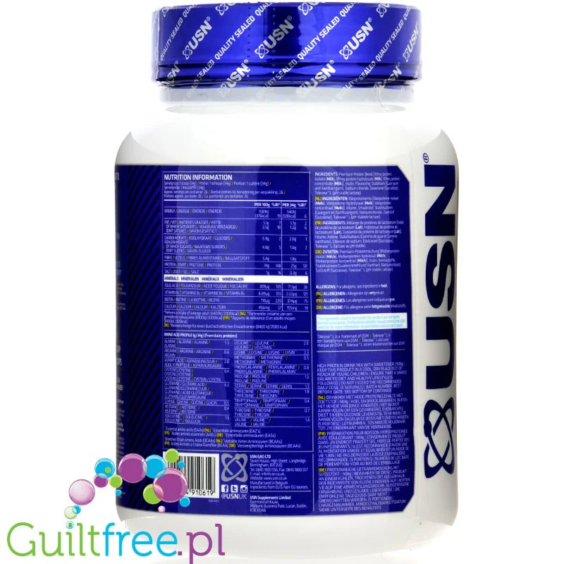 USN Blue Lab Whey Wheytella 0,9kg - odżywka białkowa WPI, WPC, WPH z Tolerase L - Image 2