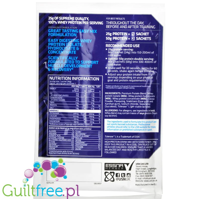 USN Blue Lab Whey Wheytella  - odżywka białkowa WPI, WPC, WPH z Tolerase  L - Image 2