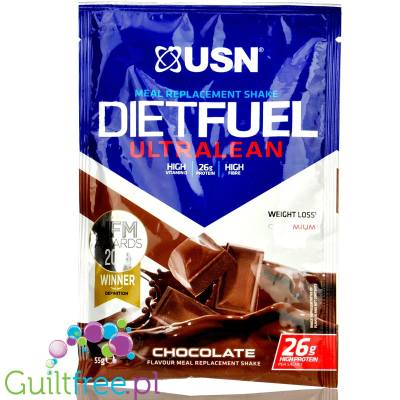 USN DietFuel Ultra Lean Meal Replacement Chocolate - koktajl białkowy, substytut posiłku, smak Czekoladowy