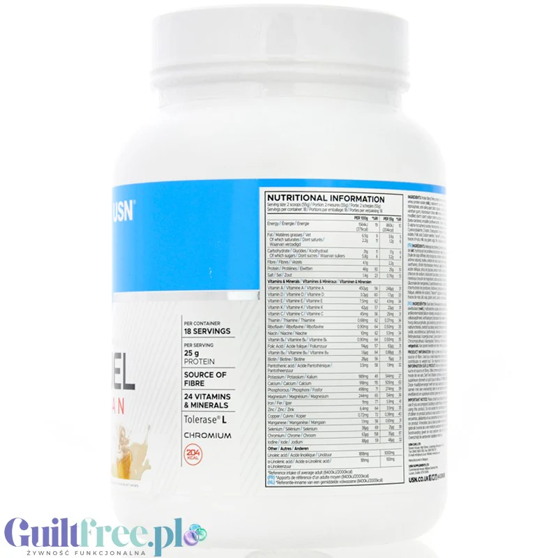 USN DietFuel Ultra Lean Meal Replacement Vanilla Cream 1kg - koktajl białkowy, substytut posiłku, smak Wanilia - Image 2