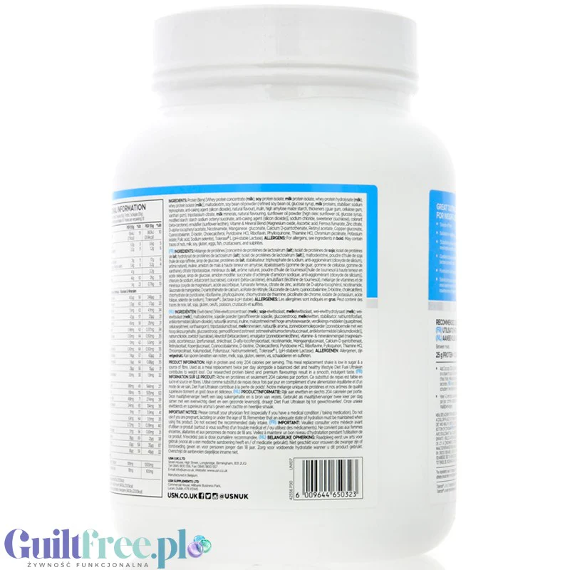 USN DietFuel Ultra Lean Meal Replacement Vanilla Cream 1kg - koktajl białkowy, substytut posiłku, smak Wanilia - Image 3