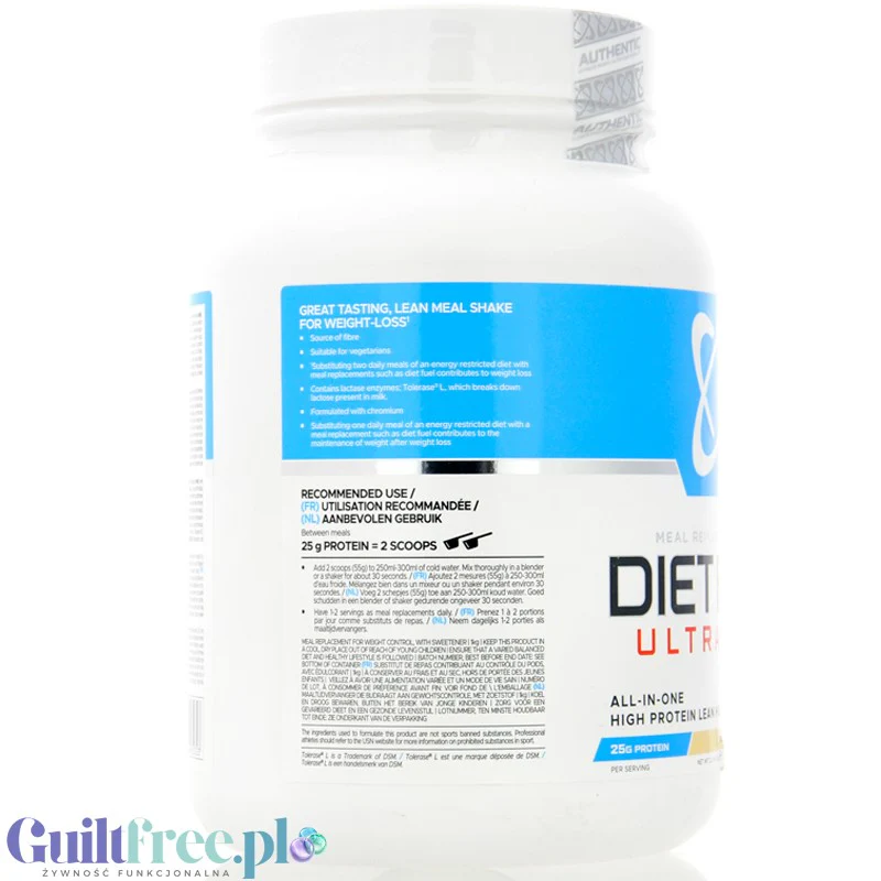USN DietFuel Ultra Lean Meal Replacement Vanilla Cream 1kg - koktajl białkowy, substytut posiłku, smak Wanilia - Image 4