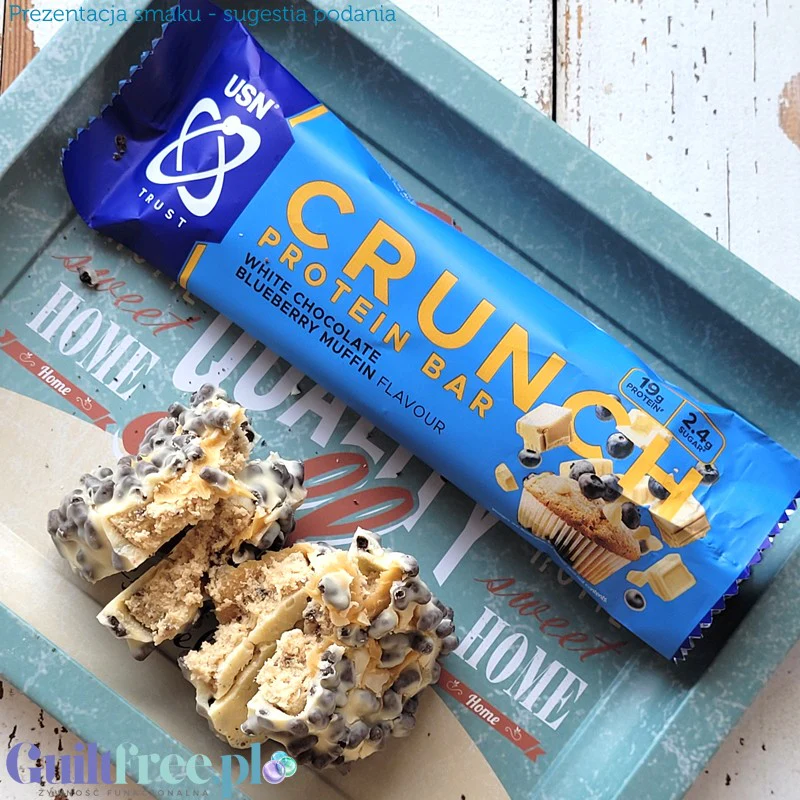 USN Trust Crunch Protein Bar White Chocolate Blueberry Muffin - chrupiący baton białkowy Biała Czekolada & Jagodowy Muffin - Image 3