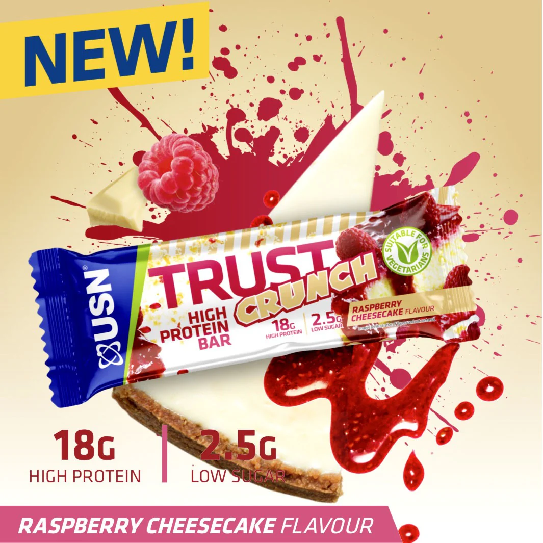 USN Trust Crunch Raspberry Cheesecake - chrupiący baton białkowy Biała Czekolada, Sernik & Maliny - Image 2