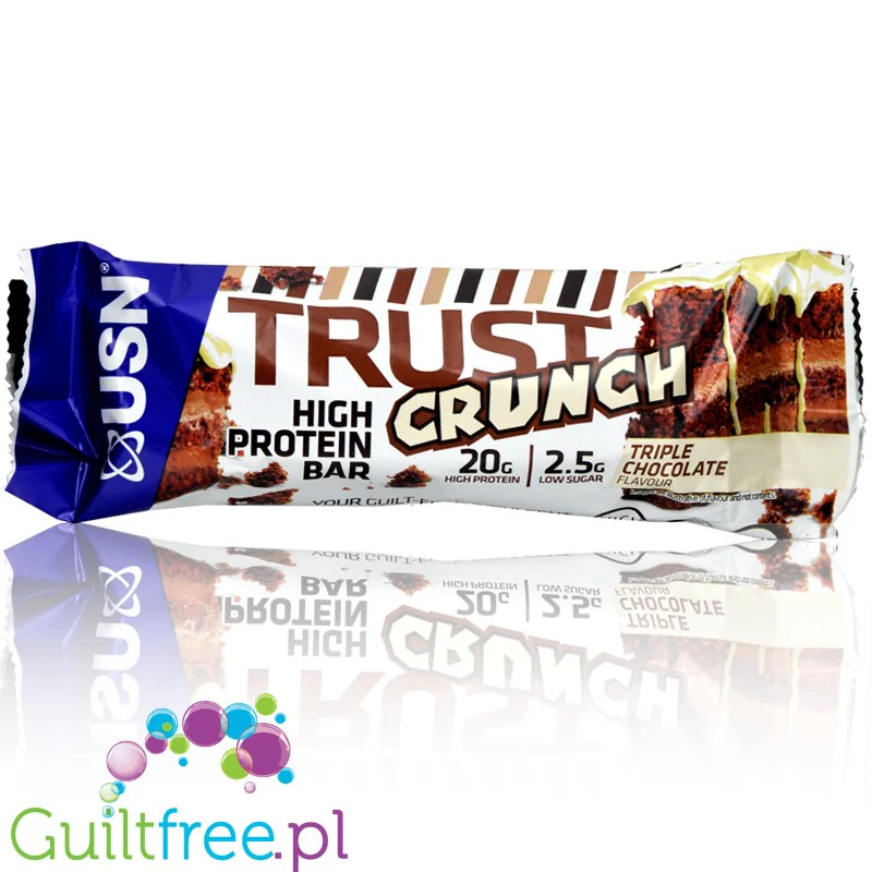 USN Trust Crunch Triple Chocolate - chrupiący baton białkowy z potrójnie czekoladowy z karmelem - Image 3