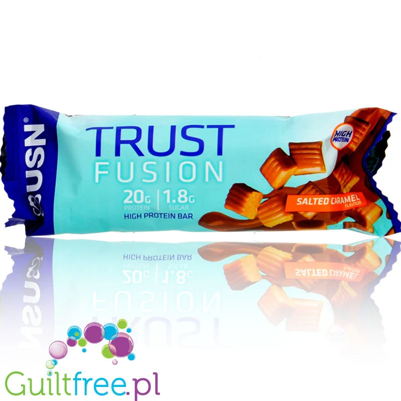 USN Trust Fusion Salted Caramel - baton białkowy 20g białka 1,5g cukru - Image 3