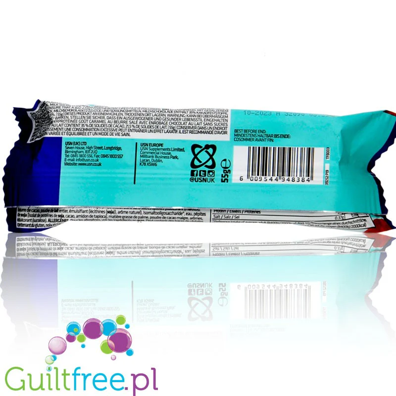 USN Trust Fusion Salted Caramel - baton białkowy 20g białka 1,5g cukru - Image 4