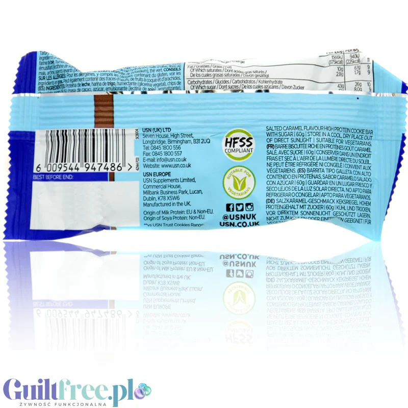USN Trust Protein Cookie Bar Salted Caramel - karmelowe ciacho proteinowe 15g białka - Image 5