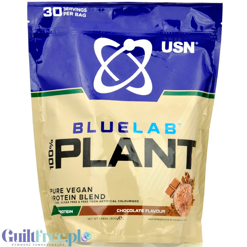 USN Vegan Plant Protein Chocolate 0,9kg - wegańska odżywka białkowa bez soi, ze stewią