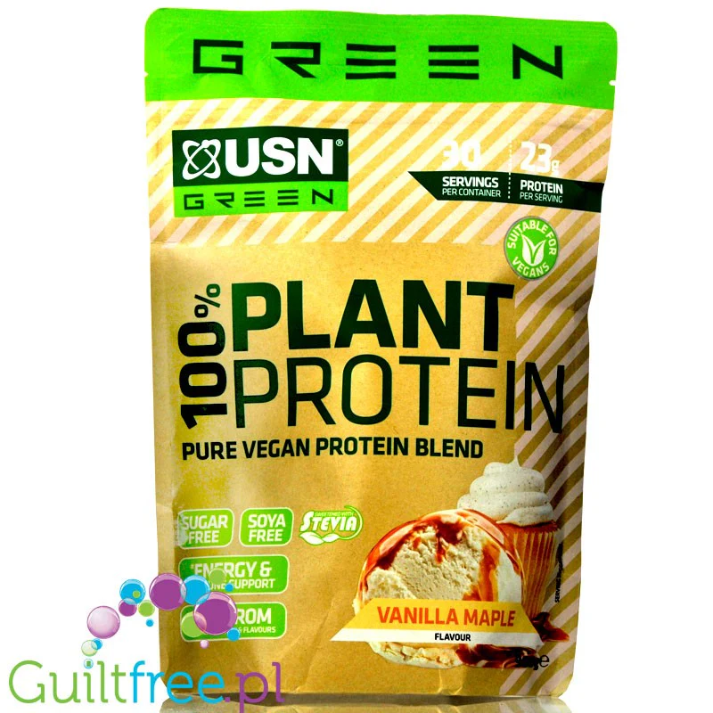 USN Blue Lab Plant Vanilla Maple 0,9kg - wegańska odżywka białkowa bez soi, ze stewią - Image 3