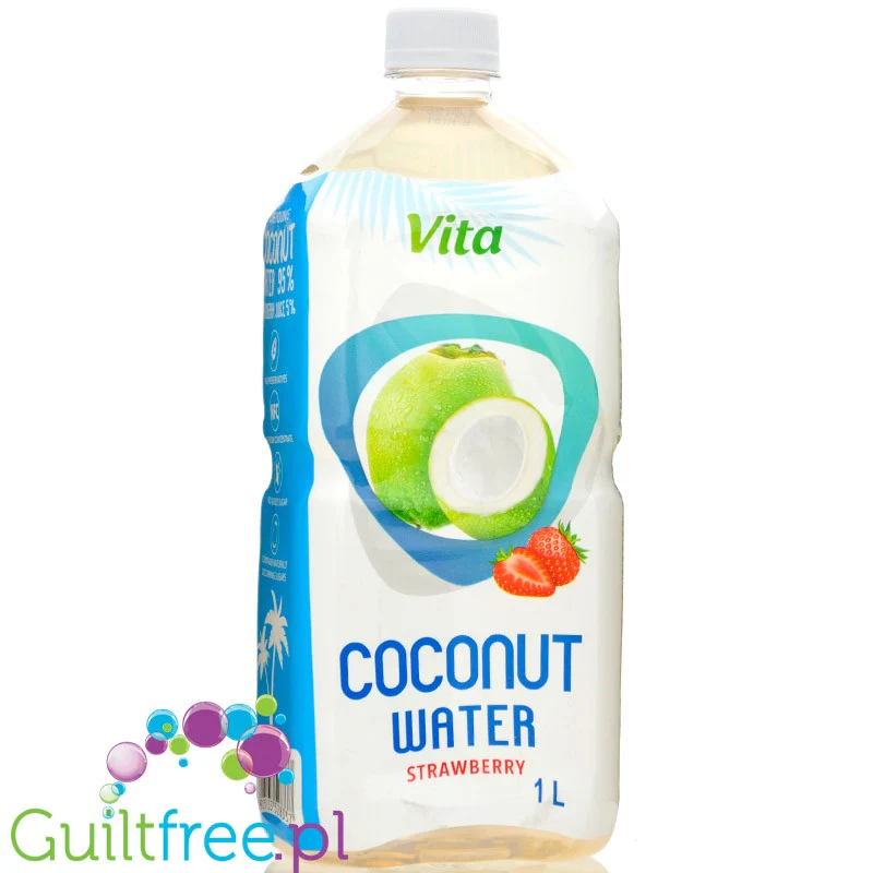 Vita Coconut Water Strawberry 1L - woda kokosowa bez dodatku cukru, nie z koncentratu, z sokiem truskawkowym