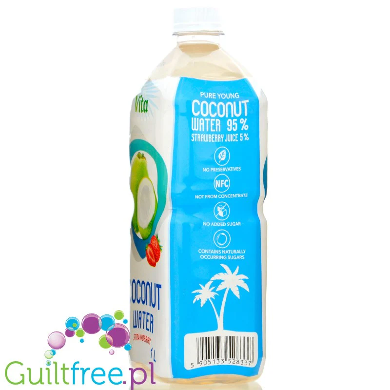 Vita Coconut Water Strawberry 1L - woda kokosowa bez dodatku cukru, nie z koncentratu, z sokiem truskawkowym - Image 3
