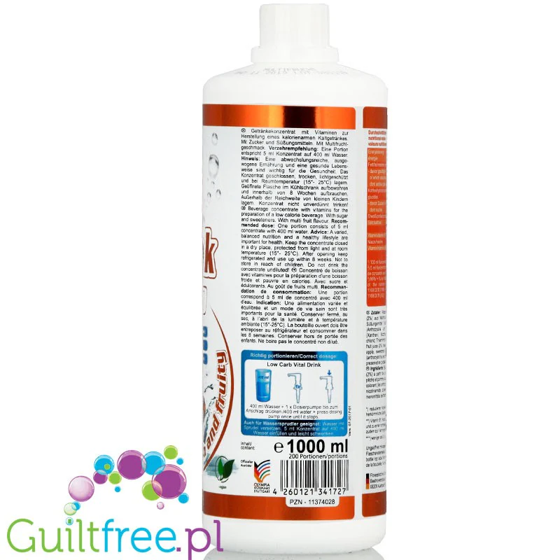 Vital Drink Multiowoc 1L - koncentrat bez cukru do przygotowania 80L napoju, L-karnityna i witaminy - Image 3