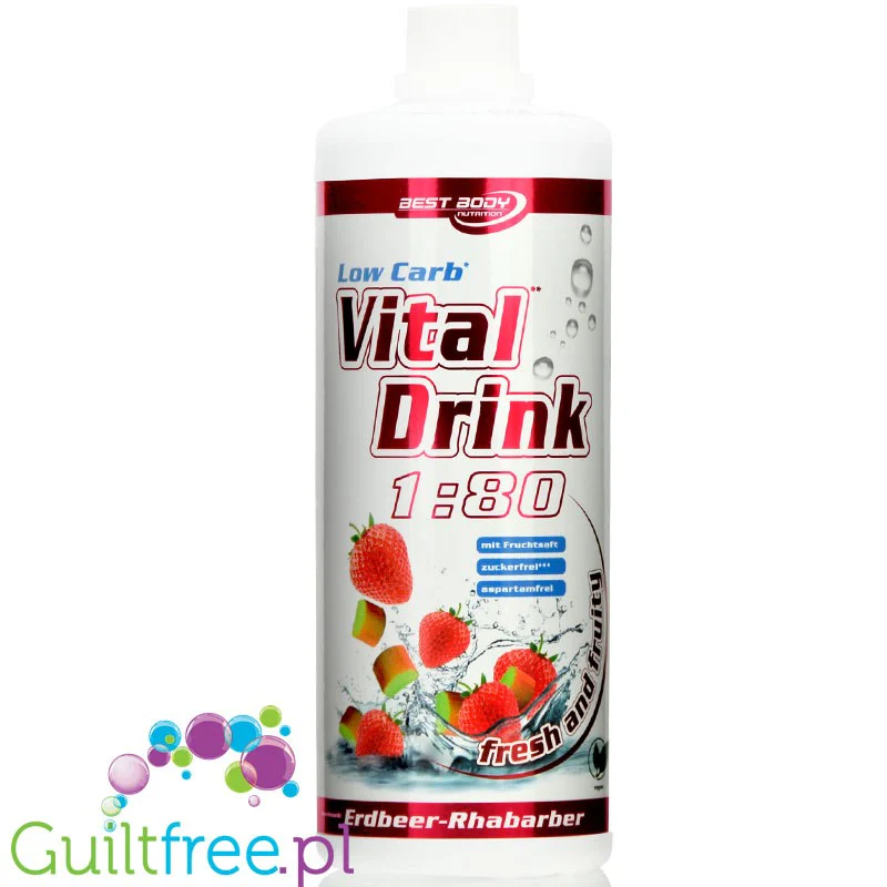 Vital Drink Truskawka & Rabarbar 1L - koncentrat bez cukru z witaminami