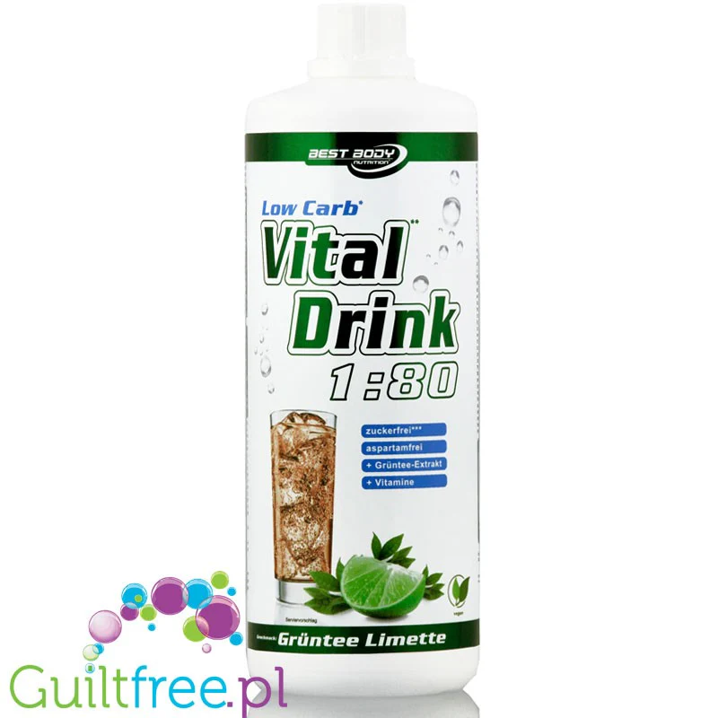 Vital Drink Zielona Herbata & Limonka 1L - koncentrat bez cukru z L-karnityną i witaminami
