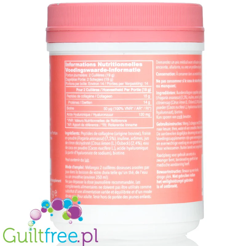 Vital Proteins Beauty Collagen Fraise & Citron -  kolagen z kwasem hialuronowym, bez cukru o smaku truskawkowo - cytrynowym - Image 4