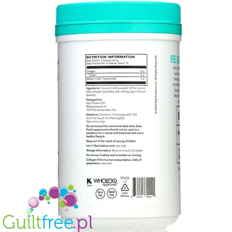 Vital Proteins Collagen Creamer, Coconut - keto zabielacz kolagenowy z MCT, bez cukru i słodzików - Image 3