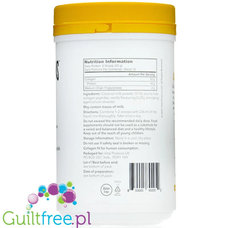 Vital Proteins Collagen Creamer, Vanilla - keto zabielacz kolagenowy z MCT, bez cukru i słodzików - Image 3