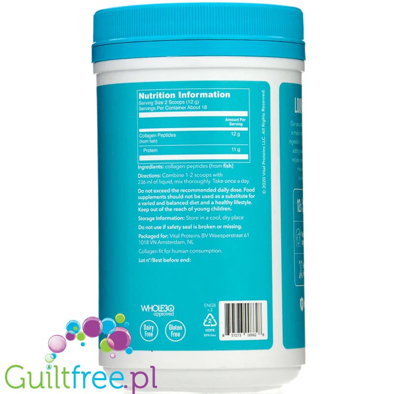 Vital Proteins Marine Collagen, Unflavoured - kolagen rybi morski 100% bez cukru, słodzików i aromatów - Image 3
