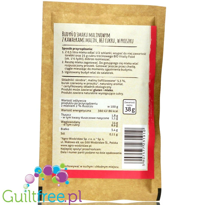 Vitally Food Budyń Malina bez dodatku cukru i słodzików - Image 2