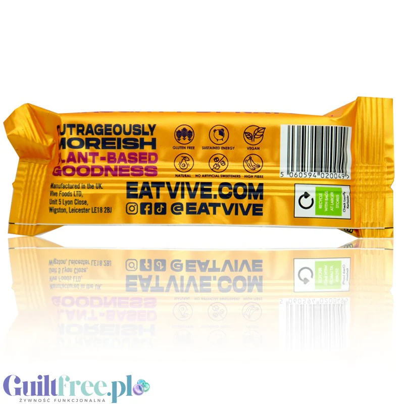 Vive Natural Protein Bar Salted Caramel - wegański bezglutenowy baton proteinowy 10g białka, Solony Karmel - Image 2