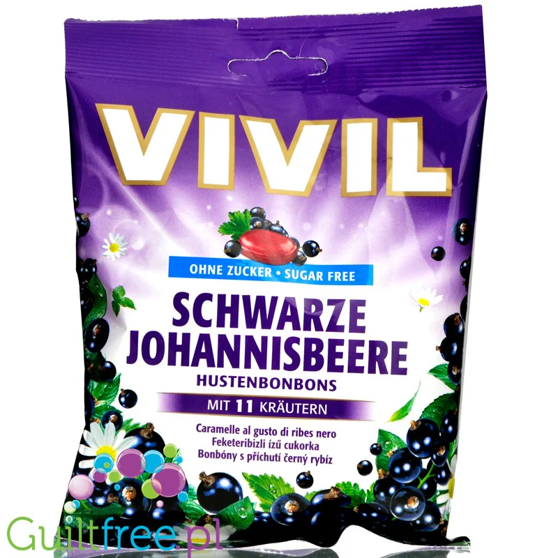 Vivil Blackcurrant - cukierki bez cukru z witaminą C, smak czarna porzeczka