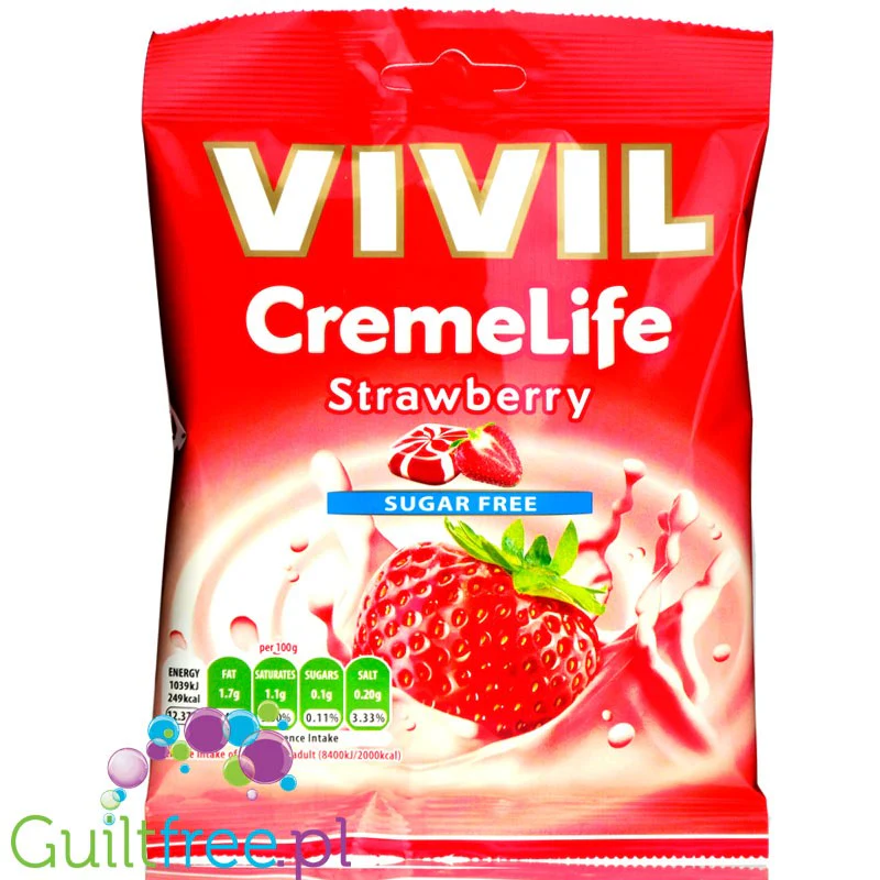 Vivil Cremelife Strawberry & Cream cukierki bez cukru Truskawka & Śmietanka