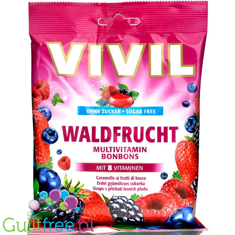 Vivil Forest Fruit - cukierki bez cukru z 8 witaminami i z sokami owocowymi