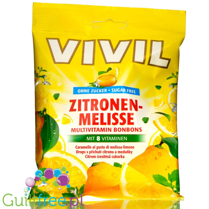 Vivil Lemon Balm - cukierki bez cukru z 8 witaminami, Cytryna & Melisa