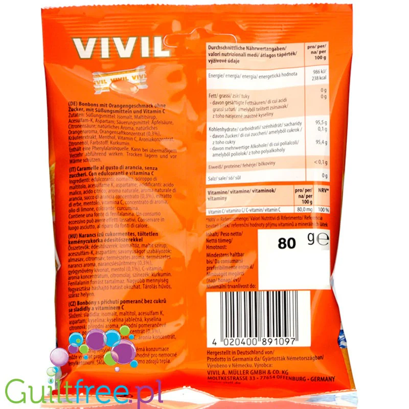 Vivil Wild Orange - cukierki bez cukru z witaminą C, smak pomarańczowy - Image 2