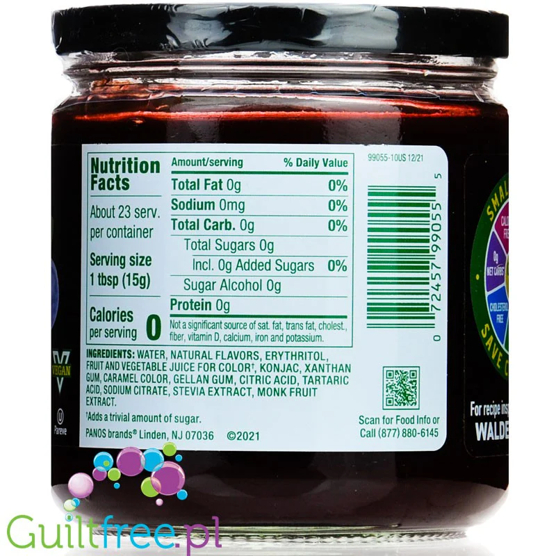 Walden Farms Blueberry Spread USA - dżem jagodowy bez cukru i kcal ze stewią - Image 2