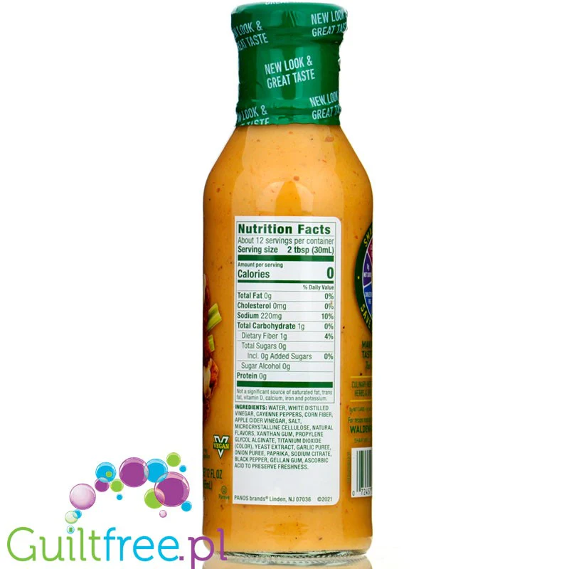 Walden Farms Dressing, Buffalo Ranch USA - 0kcal, pikantny sos do skrzydełek z kurczaka ze stewią - Image 3