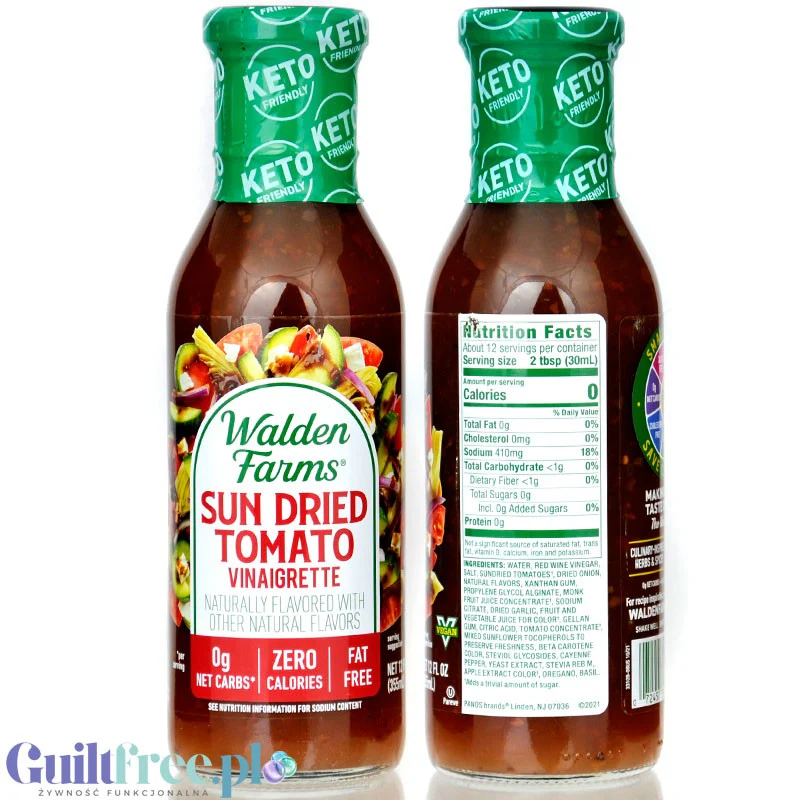 Walden Farms Keto Dressing, Sun Dried Tomato Vinaigrette USA - 0kcal winegret z suszonymi pomidorami bez sukralozy