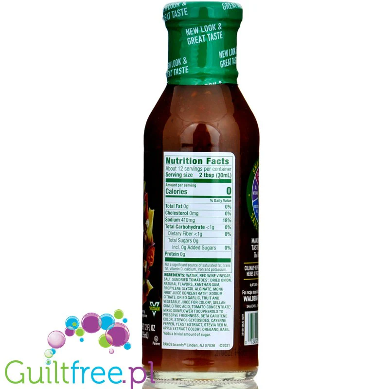 Walden Farms Keto Dressing, Sun Dried Tomato Vinaigrette USA - 0kcal winegret z suszonymi pomidorami bez sukralozy - Image 4