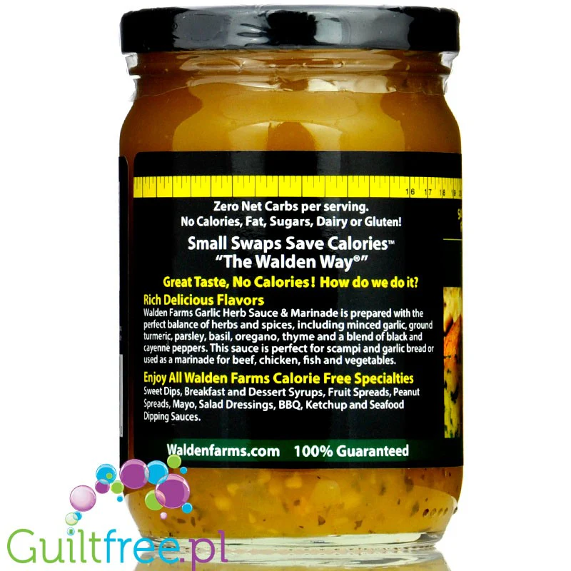 Walden Farms Pasta Sauce, Garlic & Herb USA - 0kcal, sos sos czosnkowo-ziołowy bez sukralozy - Image 3