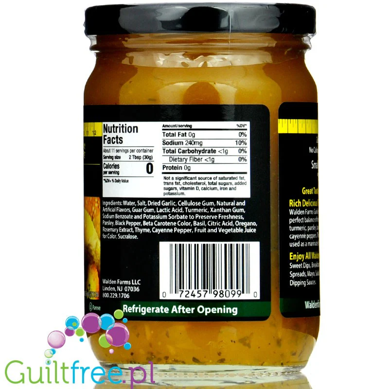 Walden Farms Pasta Sauce, Garlic & Herb USA - 0kcal, sos sos czosnkowo-ziołowy bez sukralozy - Image 4