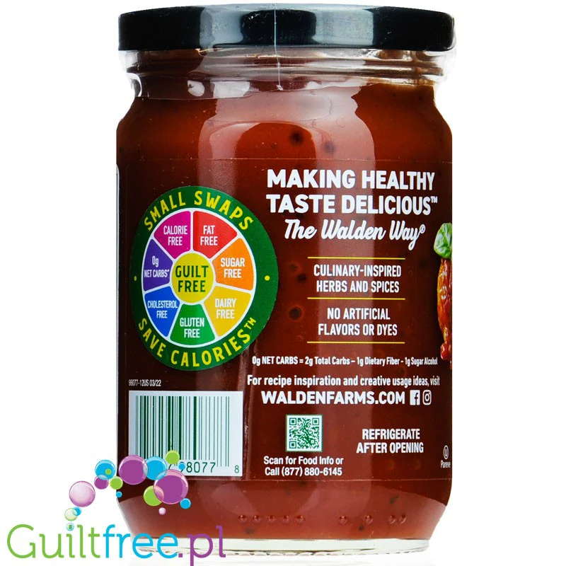 Walden Farms Tomato & Basil Pasta Sauce USA - sos pomidorowy z bazylią ze stewią - Image 2