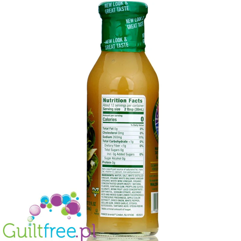 Walden Farms Vinaigrette, Pear & White Balsamic USA - 0kcal, dressing gruszkowy winegret ze stewią - Image 3