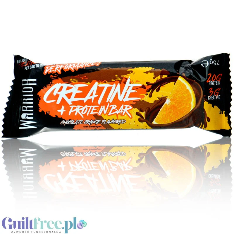 Warrior Creatine Bar Chocolate Orange - baton proteinowy z kreatyną, 20g białka, 248 kcal, Czekolada z Pomarańczą