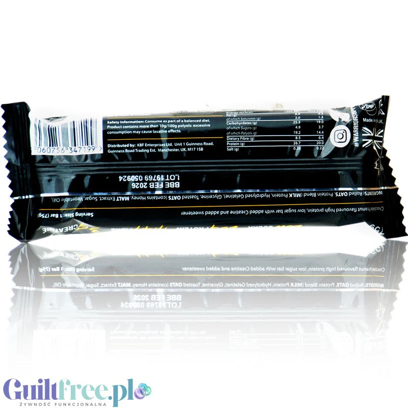 Warrior Creatine Bar Chocolate Peanut - baton proteinowy z kreatyną, 20g białka, 248 kcal, Czekolada & Orzeszki Ziemne - Image 2