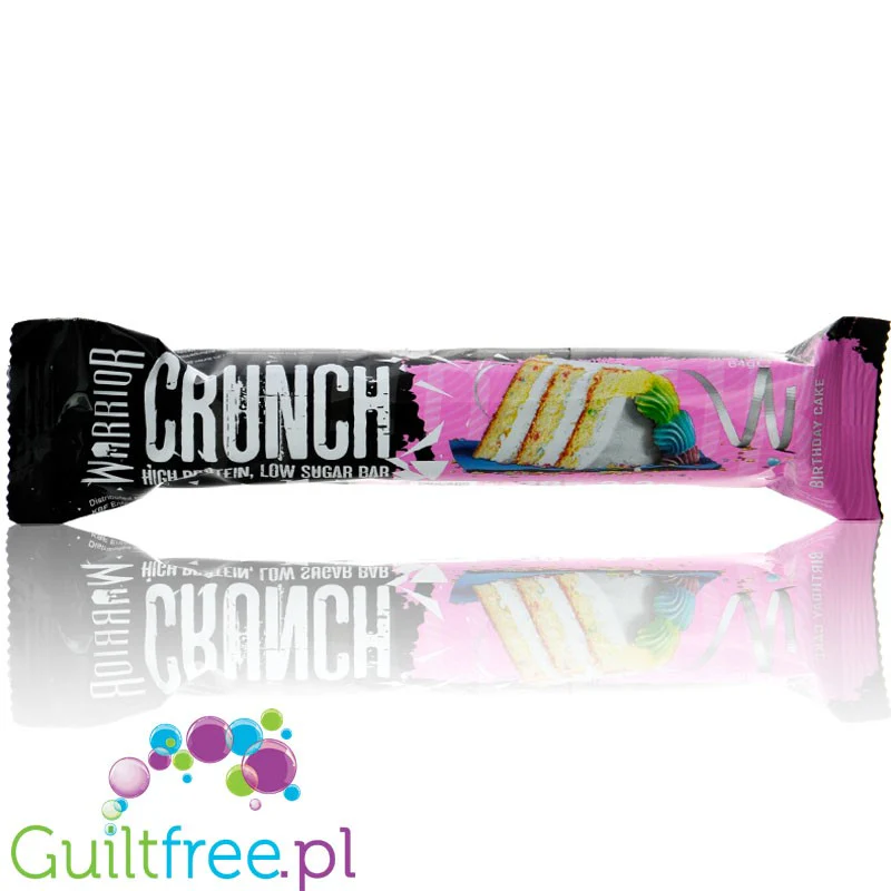 Warrior Crunch Birthday Cake - baton proteinowy w białej czekoladzie, 20g białka, Tort Urodzinowy