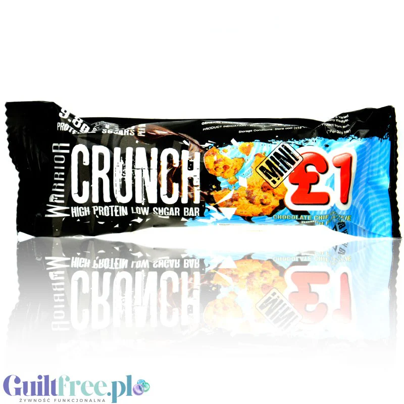 Warrior Crunch Mini Choc Chip Cookie Dough - batonik 10g białka & 123kcal, smak Kruche Ciastko & Czekolada