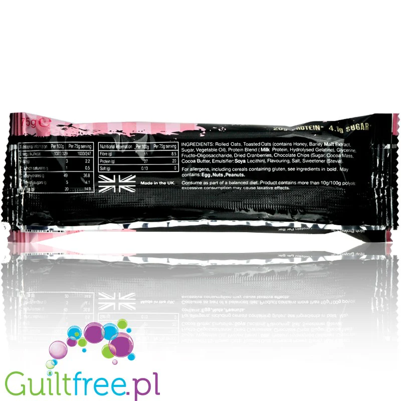 Warrior Raw Protein Flapjack White Chocolate Cranberry - owsiany baton proteinowy Biała Czekolada & Żurawina - Image 2
