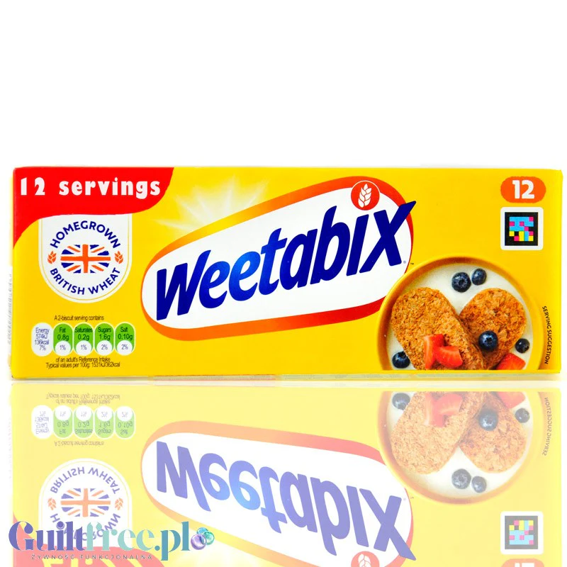 Weetabix 12 sztuk - prasowane pełnoziarniste płatki śniadaniowe w brykietach z żelazem i witaminami