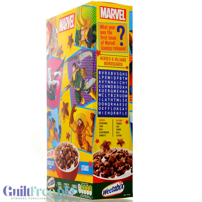 Weetabix Marvel Chocolate Stars - pełnoziarniste płatki śniadaniowe z żelazem i witaminami - Image 2
