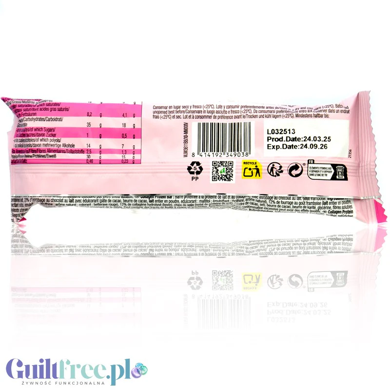 Weider Betty's Collagen Protein Bar Choco Raspberry - baton proteinowy z kolagenem, Malina & Czekolada - Image 2