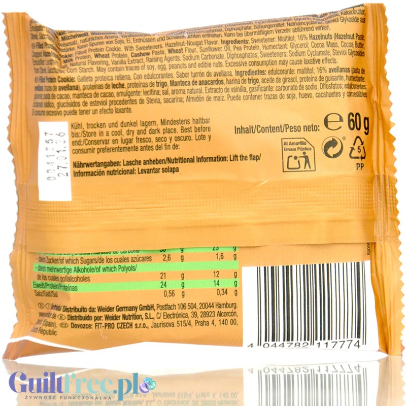 Weider Joe's Filled Protein Cookie Hazelnut Nougat - ciastko proteinowe z nadzieniem o smaku nugatu orzechowego - Image 2